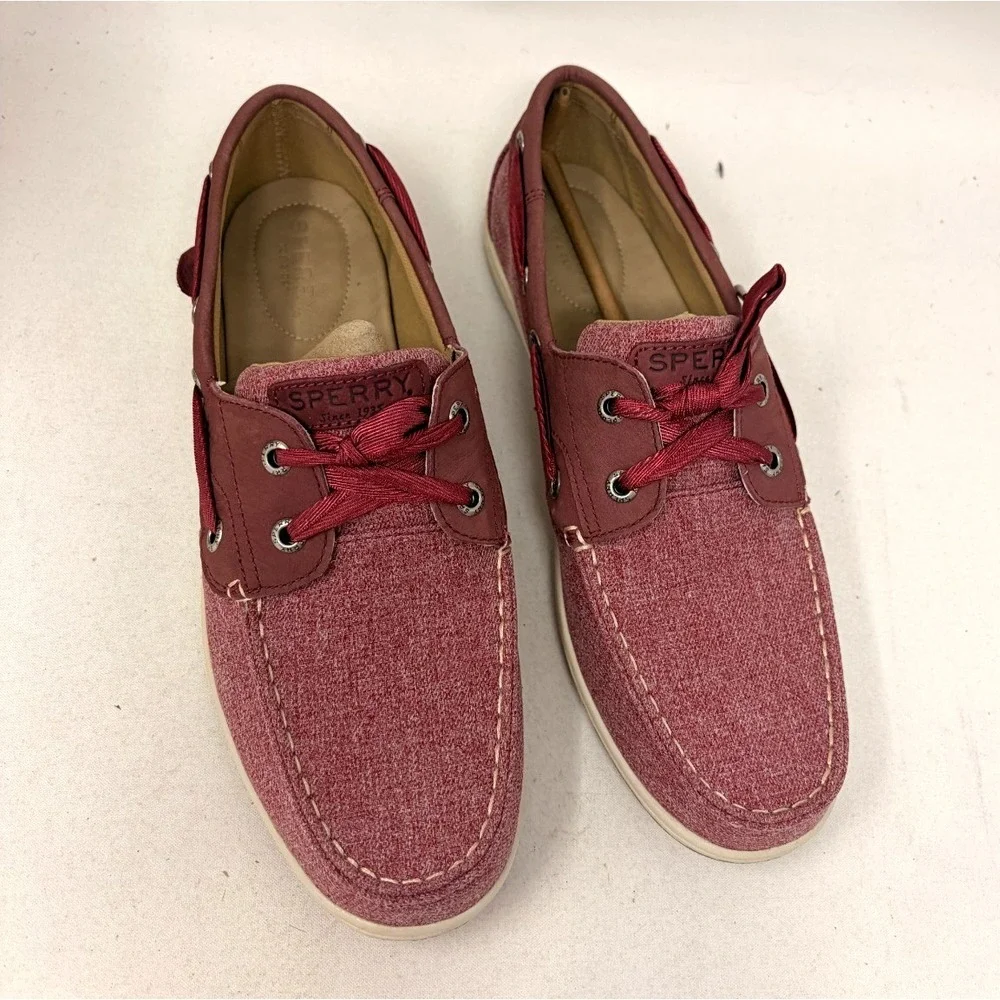Sperry Koifish Sparkle Canvas Burgundy Women's Boat Shoes Size 9.5 STS84343 Box